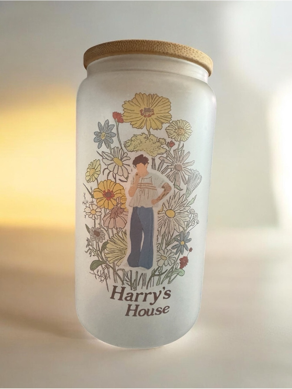 Harry’s House Frosted Glass Tumbler with Bamboo Lid 16oz